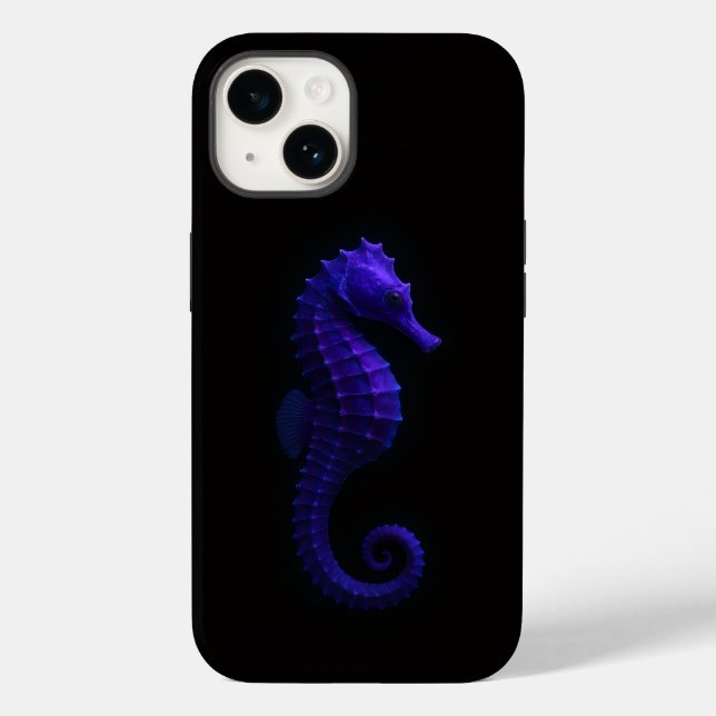 Black 4 Luxe iPhone 14 Mate, Violet Seahorse (Verso)