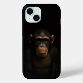 Black 4 Luxe iPhone 15 Case, Serene Chimpanzee