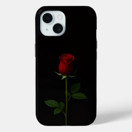 Black 4 Luxe iPhone 15 Case, Velvet Red Rose