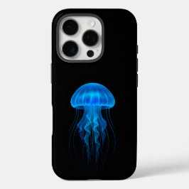 Black 4 Luxe iPhone 16 Pro, Neon Blue Jellyfish
