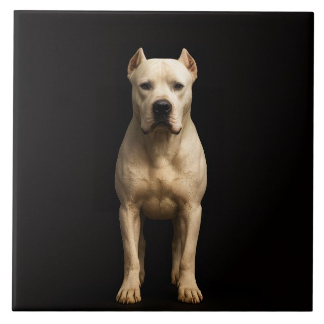 Black 4 Luxe Tile with Bold Dogo Argentino (Frente)