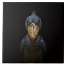 Black 4 Luxe Tile with Exotic Shoebill Bird