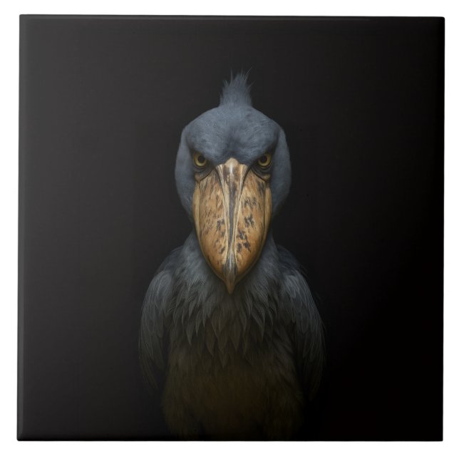 Black 4 Luxe Tile with Exotic Shoebill Bird (Frente)