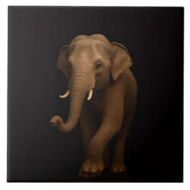 Black 4 Luxe Tile with Gentle Indian Elephant