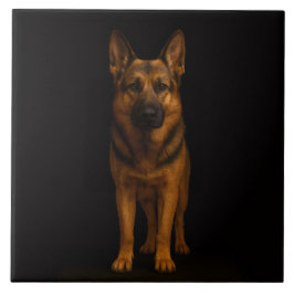 Black 4 Luxe Tile with German Shepherd