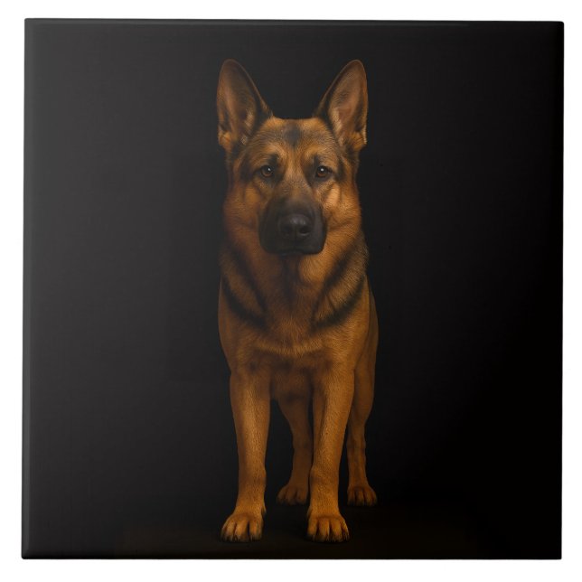 Black 4 Luxe Tile with German Shepherd (Frente)
