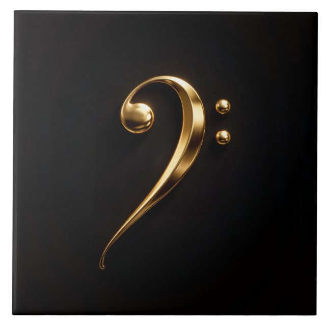 Black 4 Luxe Tile with Golden Bass Clef (Frente)