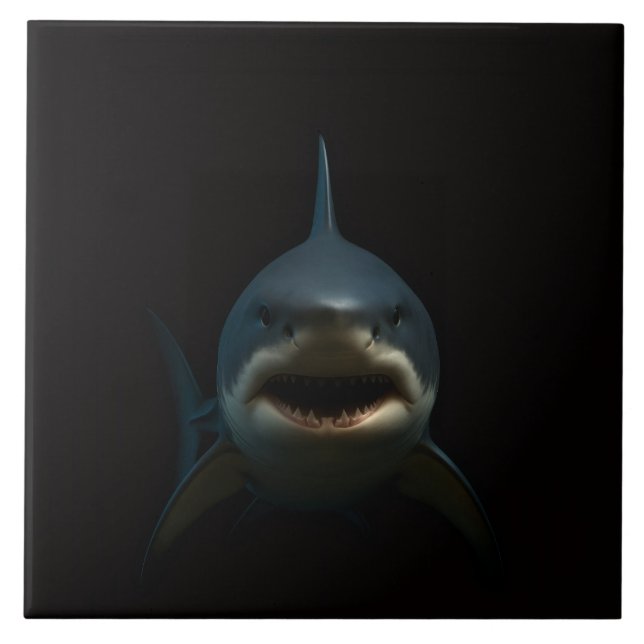 Black 4 Luxe Tile with Great White Shark (Frente)