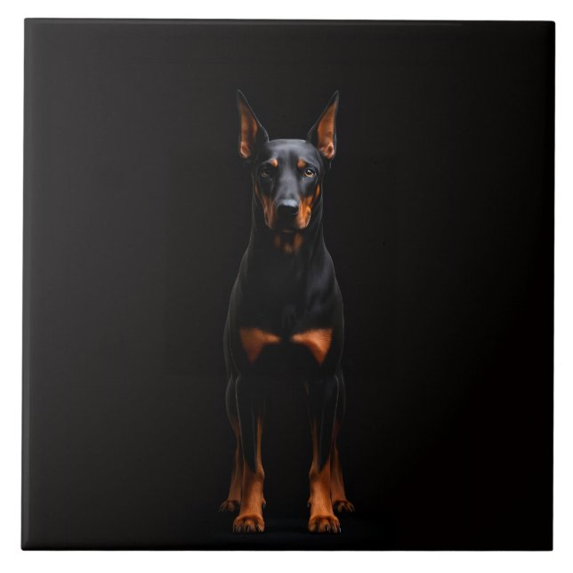 Black 4 Luxe Tile with Guardian Doberman (Frente)