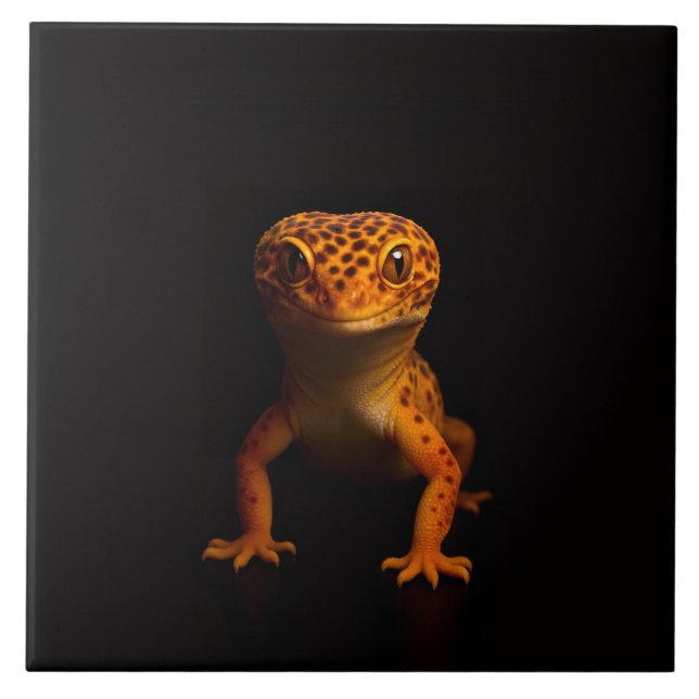 Black 4 Luxe Tile with Leopard Gecko Lizard (Frente)