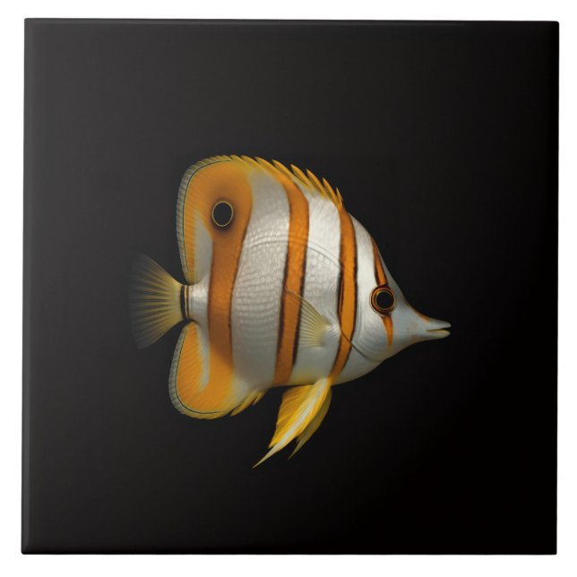 Black 4 Luxe Tile with Reef Butterflyfish (Frente)