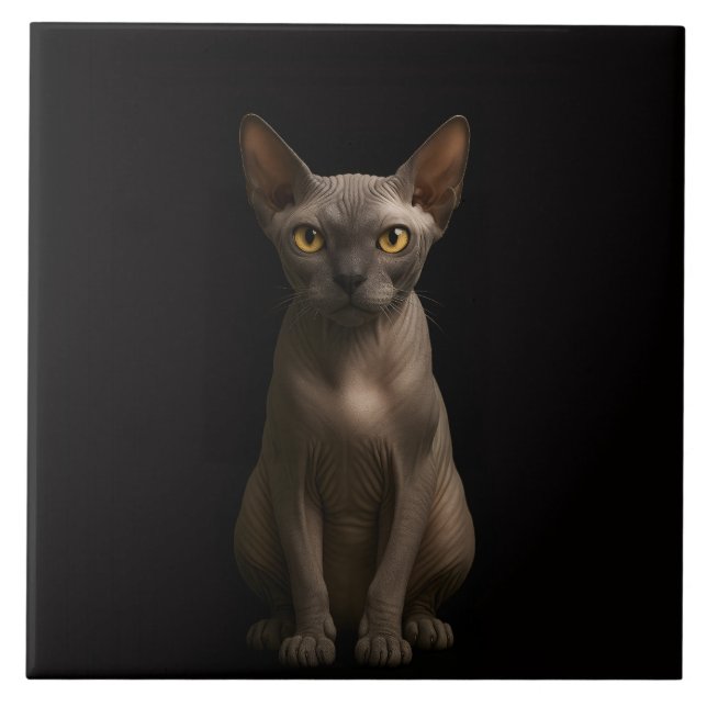 Black 4 Luxe Tile with Sphynx Cat (Frente)