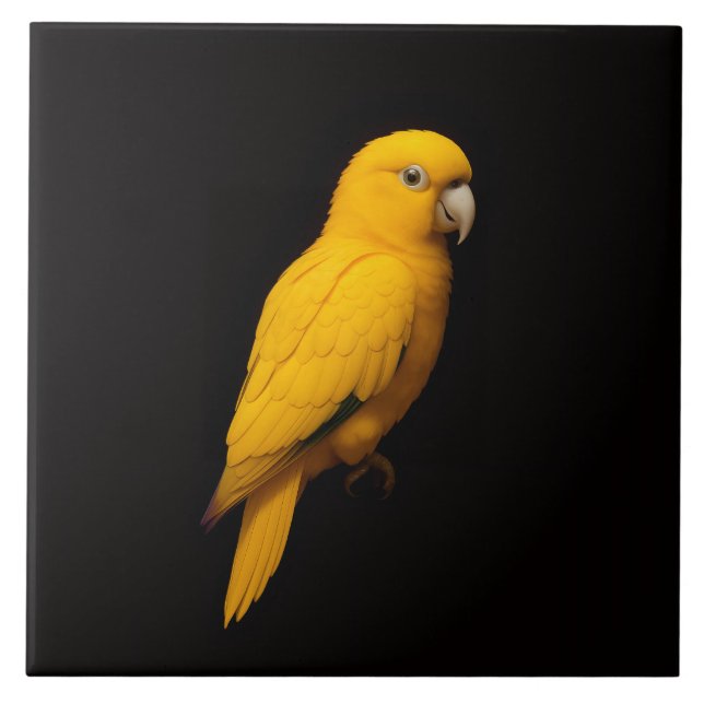 Black 4 Luxe Tile with Tropical Golden Parakeet (Frente)
