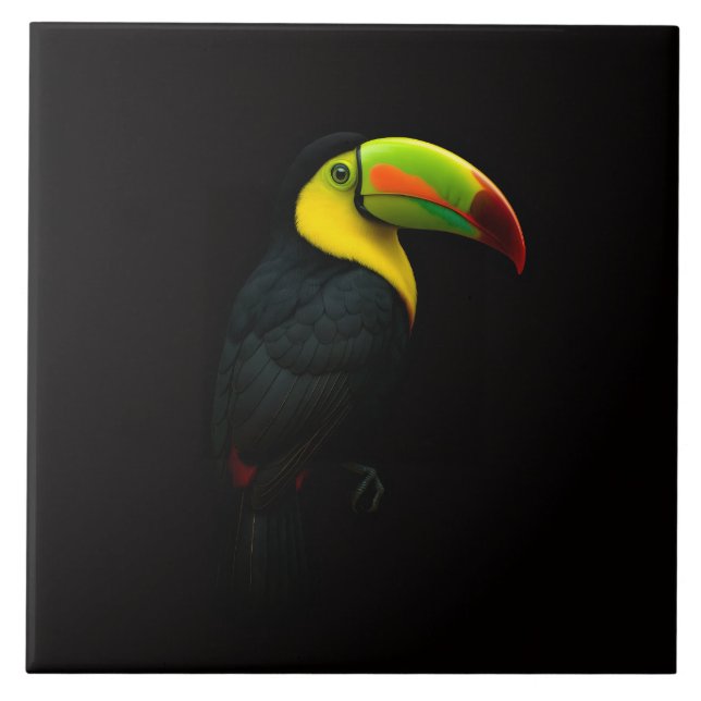 Black 4 Luxe Tile with tropical Keel Billed Tucan (Frente)