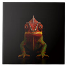 Black 4 Luxe Tile with tropical Panther Chameleon