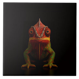 Black 4 Luxe Tile with tropical Panther Chameleon