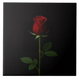 Black 4 Luxe Tile with Velvet Red Rose