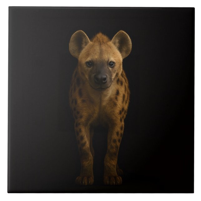 Black 4 Luxe Tile with Wild Spotted Hyena (Frente)