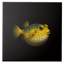 Black 4 Luxe Tile with Yellow Putterfish