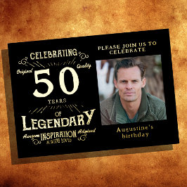 Black 50th Birthday Vintage Dourado