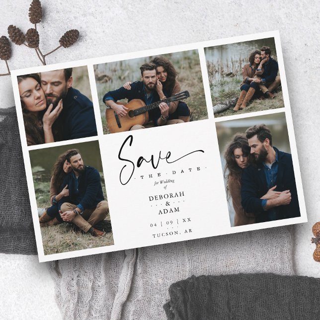 Black 5 Photos Chic Trendy Collage Wedding Covid19 (Criador carregado)