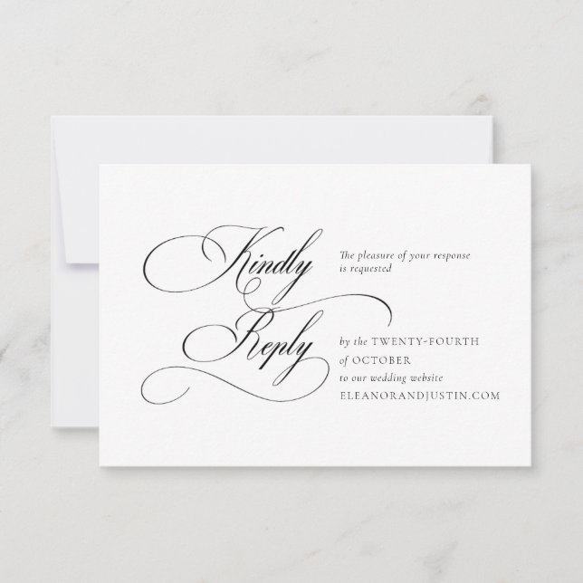 Black "A" Monogram Wedding RSVP Card (Frente)
