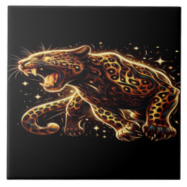 Black and Gold Leopard on a 6x6 Decorative