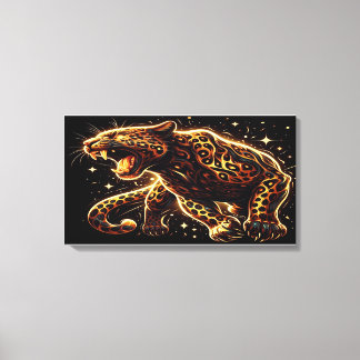 Black and Gold Leopard on Stretched Canvas Print