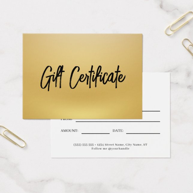 Black and Gold Modern Business Gift Certificate (Escritótio)