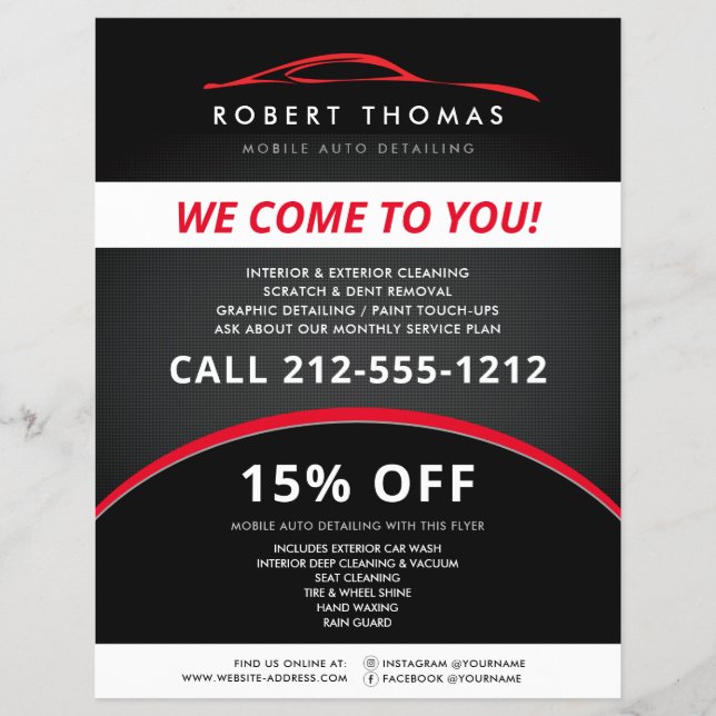 Black and Red Auto Detailing, Panfleto de Lava Ráp (Frente)