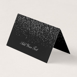Black and Silver Confetti Cartões