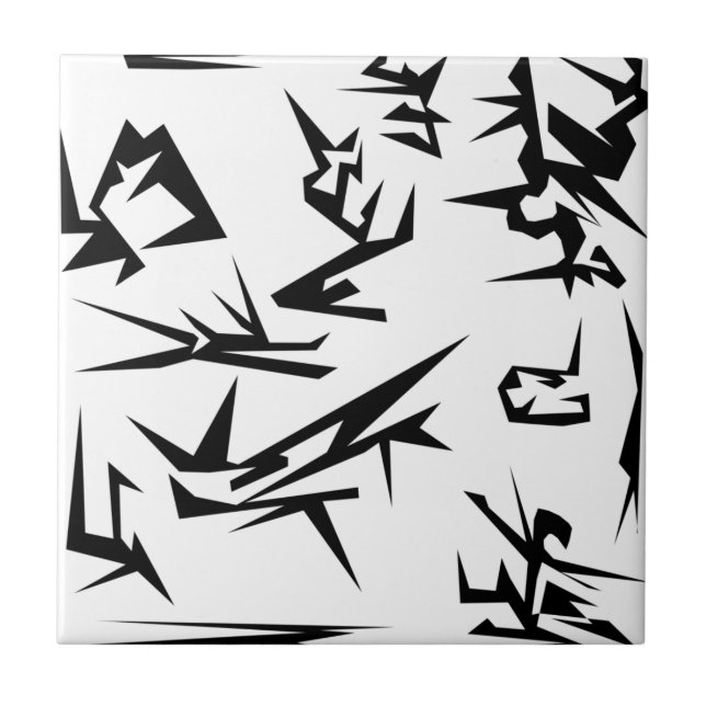 Black And White Abstrato Art Funky (Frente)