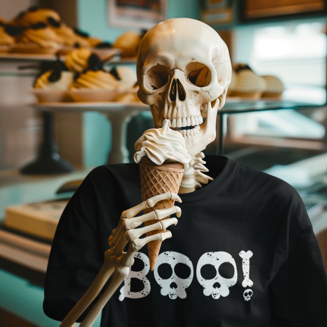 Black and White Bony Skull Boo (Black and White Bony Skull Boo Tri-Blend Shirt)