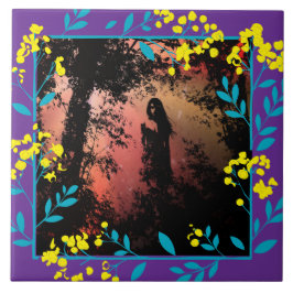 Black and White  Dark Fantasy art Tile