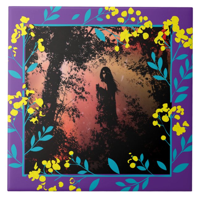 Black and White  Dark Fantasy art Tile (Frente)