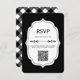 black and white gingham wedding RSVP Cards