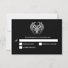 Black and white Gothic Halloween Wedding RSVP Card
