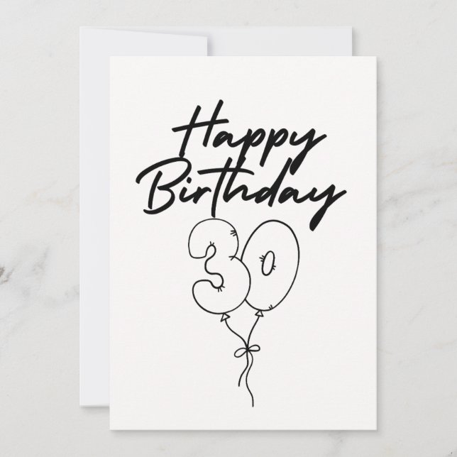 BLACK AND WHITE HAPPY BIRTHDAY CARD (Frente)
