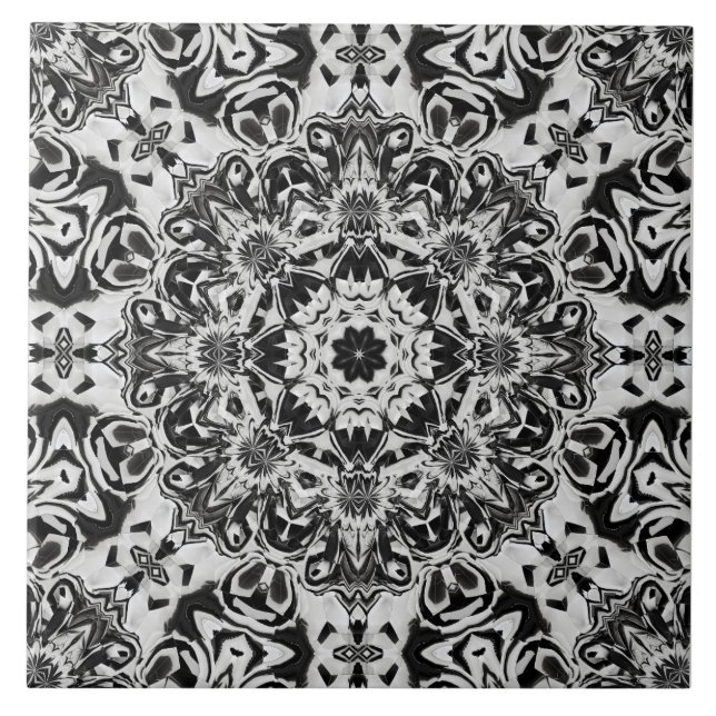black and white intricate mandala pattern art (Frente)