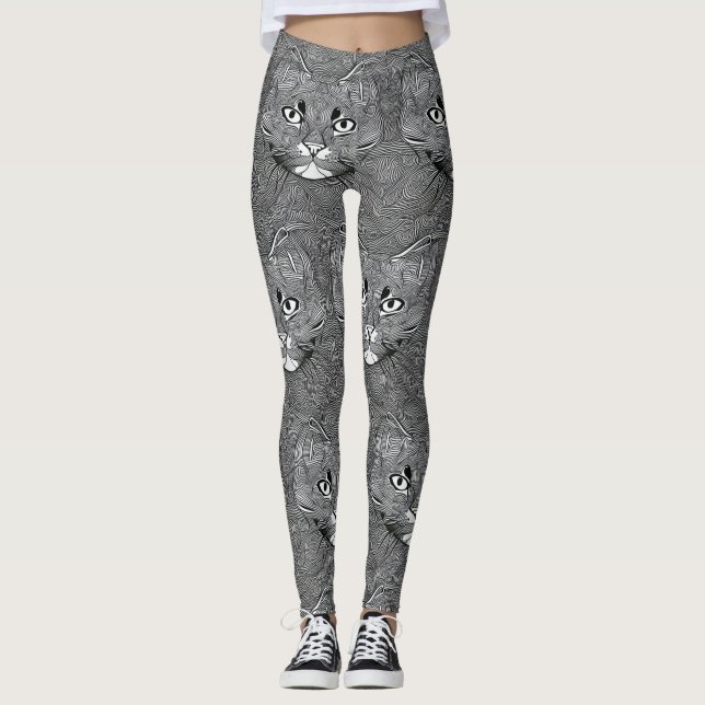 Black and White leggings for Cat Lovers (Frente)