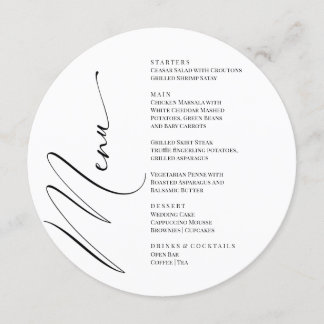 Black and White Modern Elegant Menu