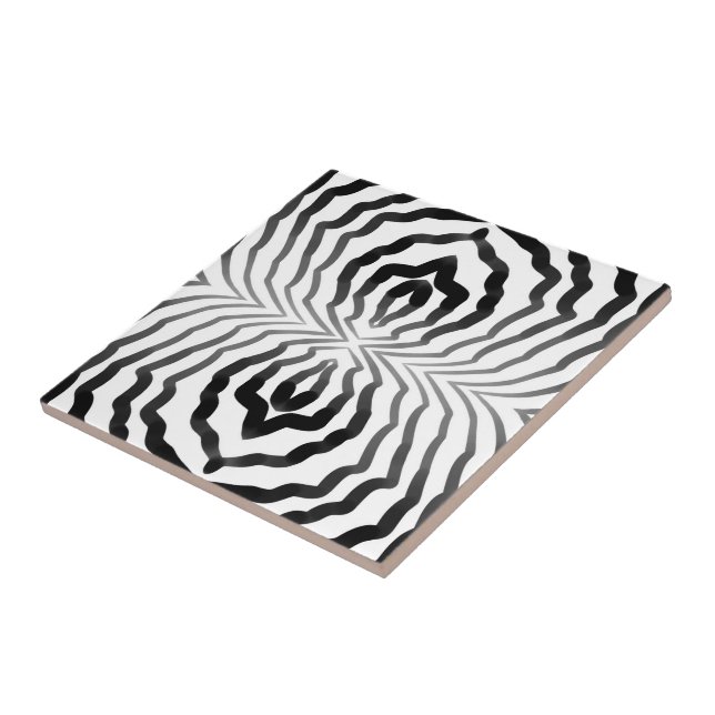 Black And White Ombré Hypnotic Wiggly Strips Art (Lateral)