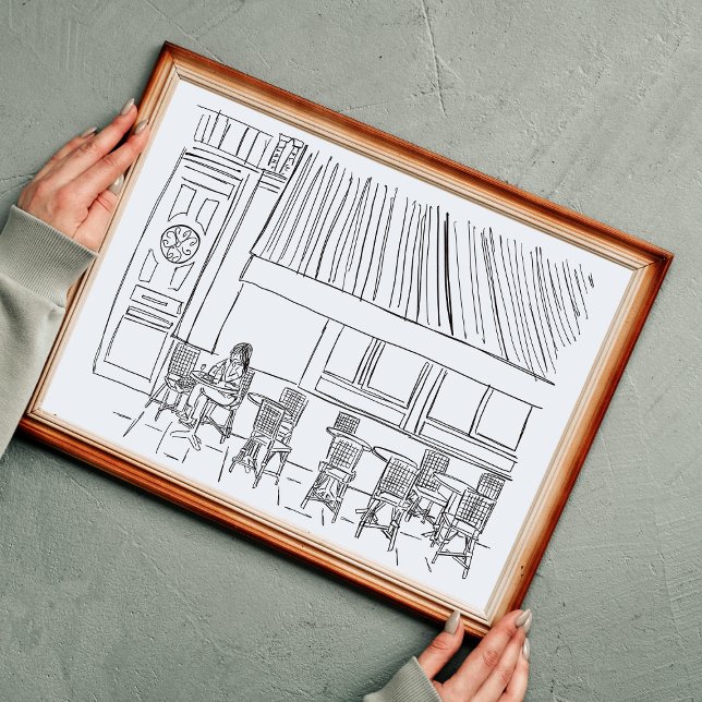 Black and White Paris Café Poster (Criador carregado)