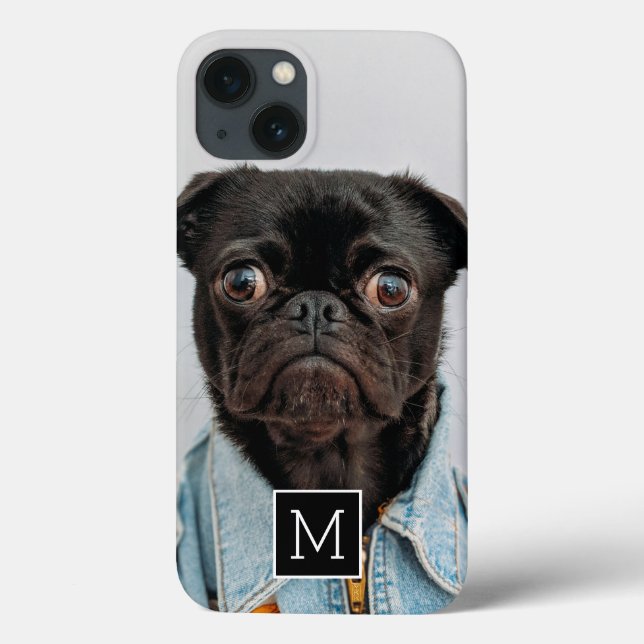 Black and White Square Monogram 1 Photo Collage (Verso)