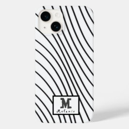 Black and white striped Abstract minimal Monogram 