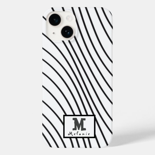 Black and white striped Abstract minimal Monogram  (Verso)