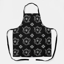 Black and White Teapot Print Apron