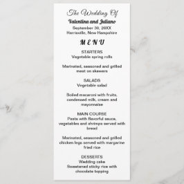 Black and White Typography Wedding Menu
