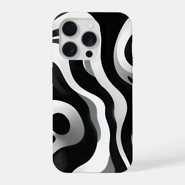 Black And White Wavy Op Art, (Verso)