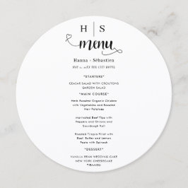 Black and White Wedding Menu